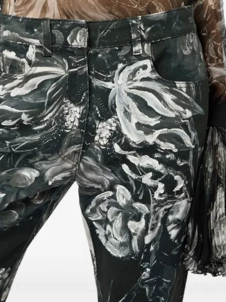 Дънки Roberto Cavalli на цветя с принт черно