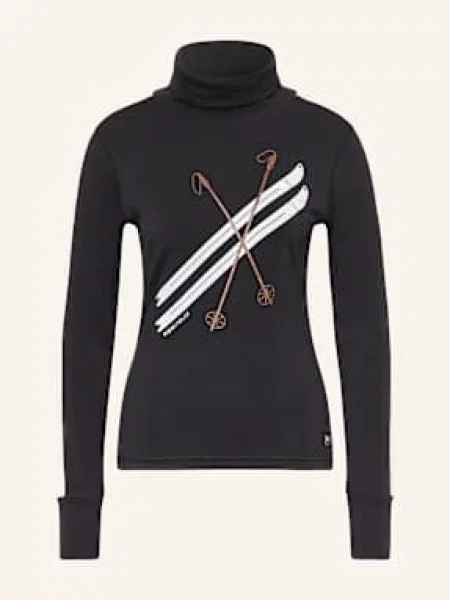 Super.Natural Svetr Kryssede Ski Roll Neck černá bílá