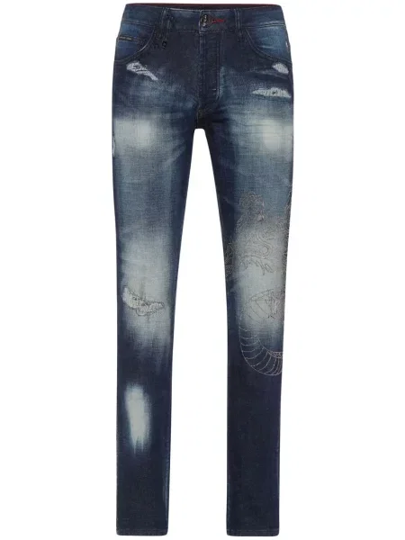 Blugi drepți Philipp Plein albastru
