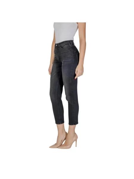 Jeansy Ichi z wysoką talią czarne