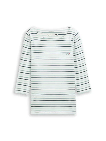 TOM TAILOR Tricou bleumarin / albastru fumuriu / albastru deschis alb