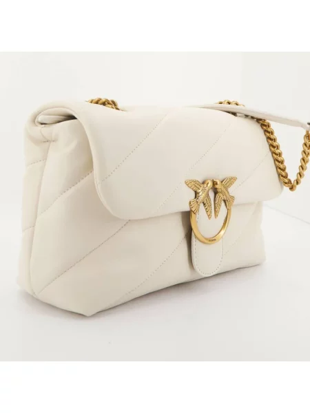 Torebka crossbody Pinko klasyczna z owczej skóry biała