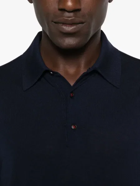 Lung tricou polo Kiton albastru
