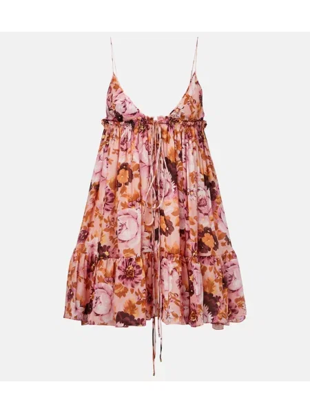 Rochie Chloé de mătase cu model floral roz