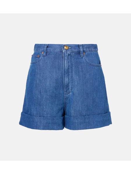 Lniane szorty jeansowe Valentino niebieskie