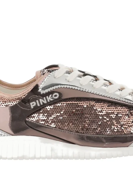 Sneakerși Pinko cu paiete maro