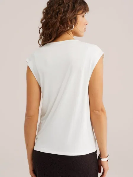 WE Fashion Top piszkosfehér