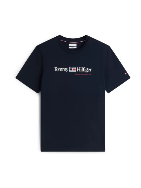 TOMMY HILFIGER Tricou Brand Love albastru noapte / roșu alb