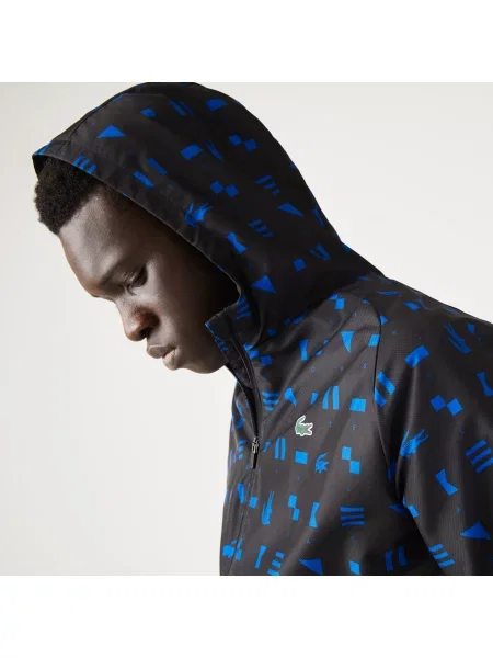 Lacoste Dres Sport Z Długim Rękawem Z Kapturem Ze Wzorem Regular Fit granatowy