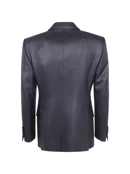 Sacou Tom Ford de lână cu model herringbone negru
