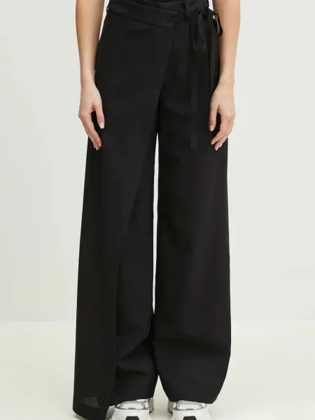 Maison Margiela spodnie wełniane szerokie high waist czarny