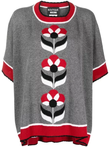 Poncho Boutique Moschino cu model floral gri