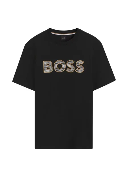 Tricou Boss din jerseu cu autograf negru