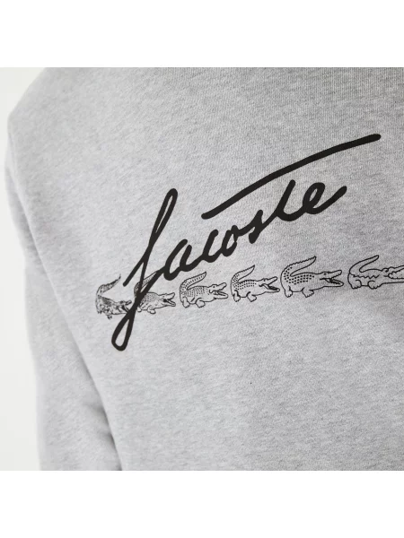 Lacoste Bluza Z Okrągłym Dekoltem Mieszanka Bawełny szara