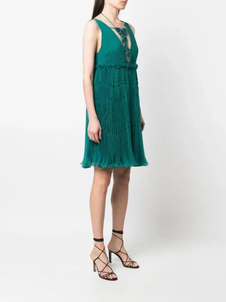 Rochie Alberta Ferretti de mătase cu decolteu în V verde
