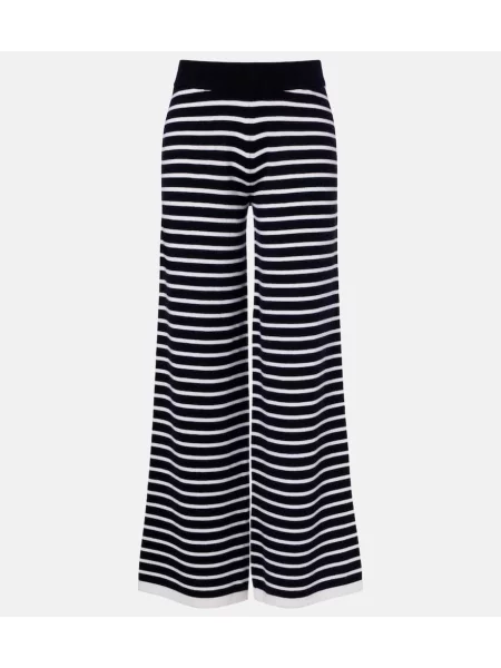 Pantaloni Jardin Des Orangers din cașmir cu dungi cu picior lat albastru