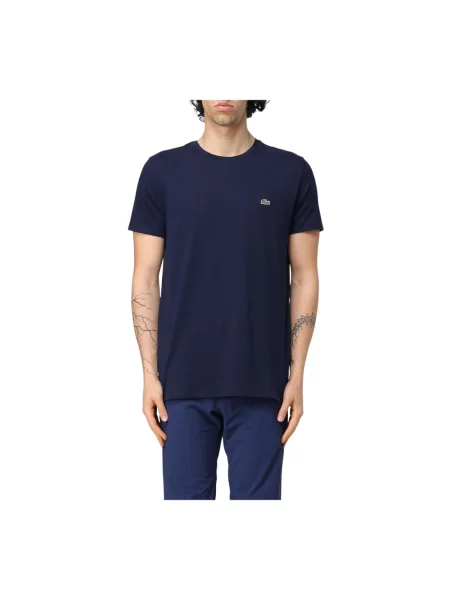 T-shirt z okrągłym dekoltem Lacoste niebieska