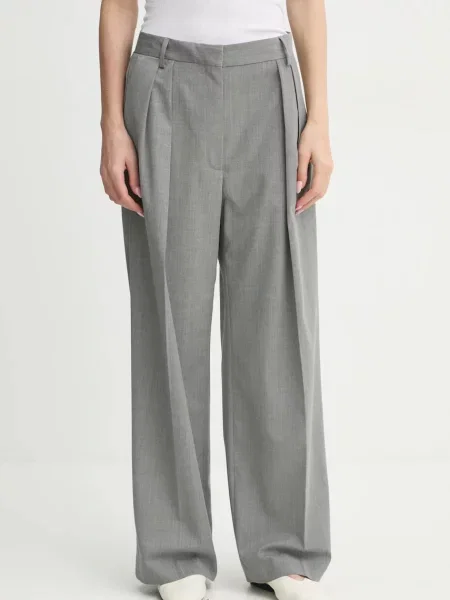 Day Birger et Mikkelsen pantaloni din lână Enzo lat high waist gri