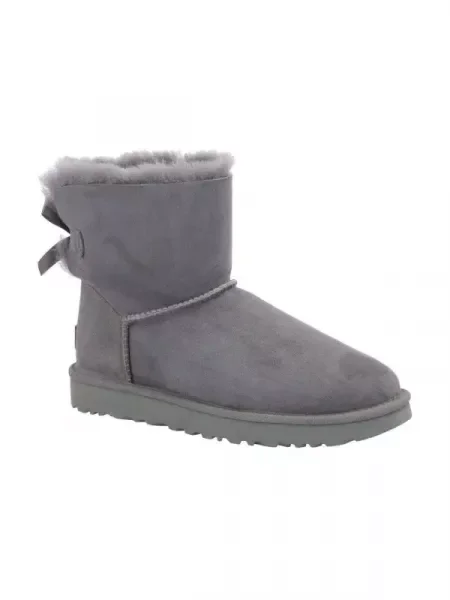 UGG Bőr hótaposó mini bailey bow II gyapjú hozzáadásával szürke