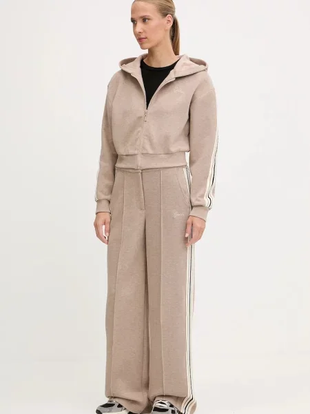 Свитер Guess с капюшоном с аппликацией бежевый