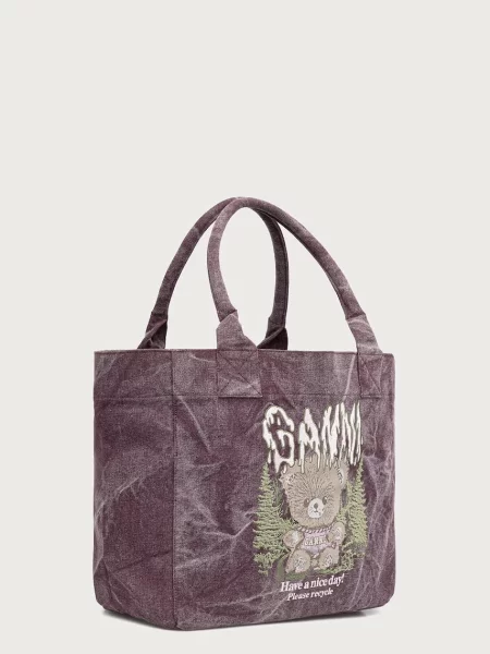 GANNI Medium Snow Teddy Bear torebka shopper czerwona