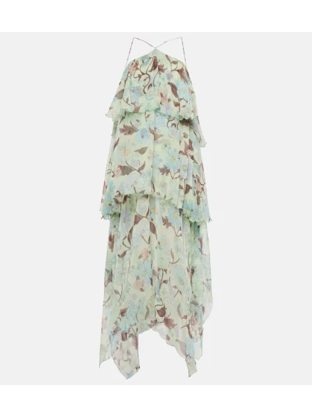 Rochie maxi Stella Mccartney de mătase cu imagine de costum