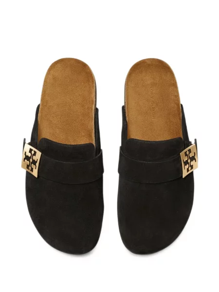Papuci tip mules Tory Burch cu autograf negru