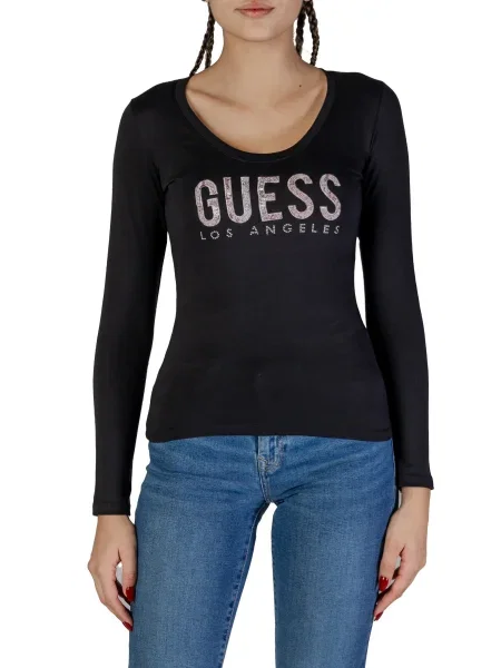 Top Guess z długim rękawem czarny