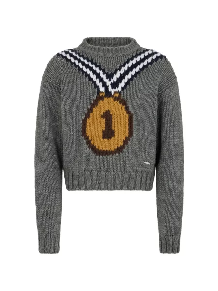 Pulover Dsquared2 cu decolteu rotund gri