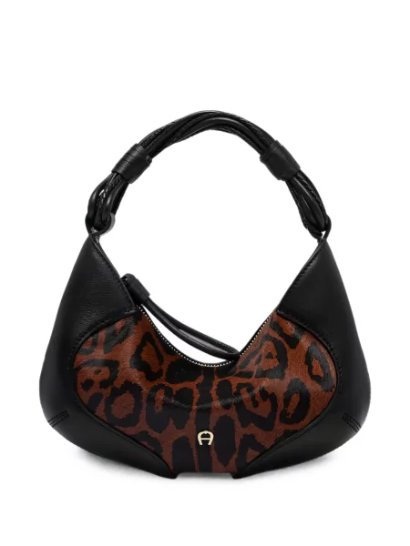 Geantă Aigner cu imagine cu model leopard negru