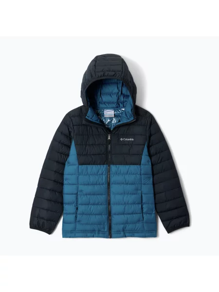 Gyerek kabát Columbia Powder Lite II Hooded phoenix blue/black. Méret: M fekete