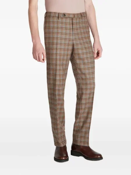 Vilnonės pledinės kelnės Slowear ruda