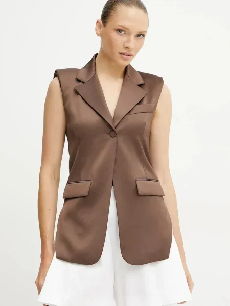 Patrizia Pepe kamizelka jednorzędowa brązowy