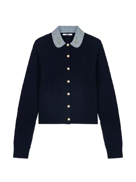 Gulerat cardigan Maje din poplin albastru
