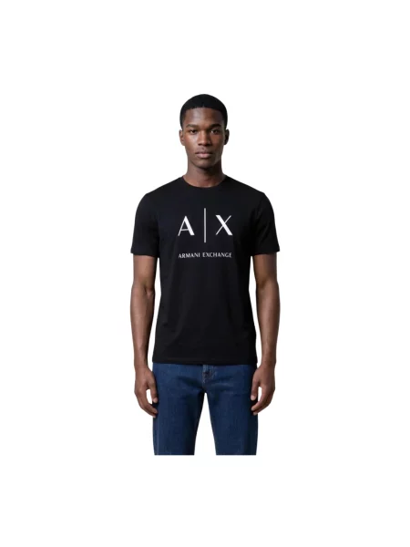 Koszulka z nadrukiem Armani Exchange z krótkim rękawem czarna