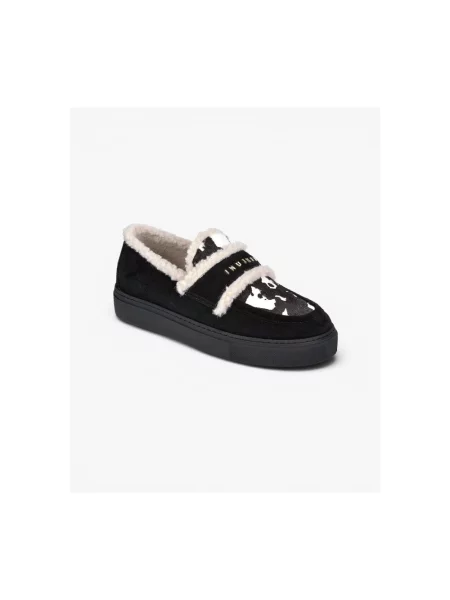 Inuikii mokasyny skórzane Shearling Print czarne