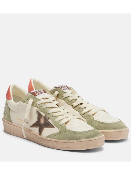 Sneakerși Golden Goose Ball Star din piele de căprioară alb