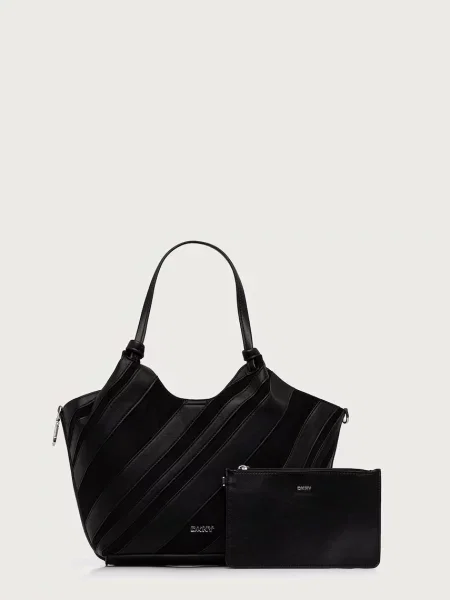 DKNY geantă shopper pentru femei cu imitație de piele întoarsă negru