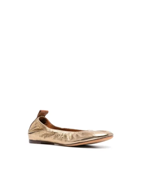 Balerinki Lanvin skórzane żółte