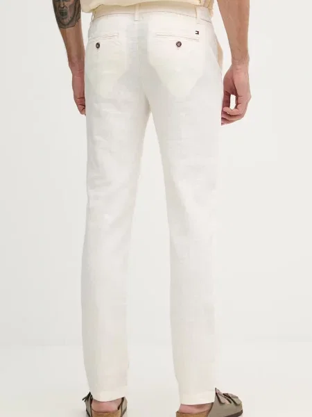 Tommy Hilfiger spodnie z lnem beżowe