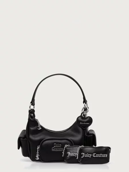 Juicy Couture τσάντα hobo γυναικεία από απομίμηση δέρματος ASHLEY μαύρο