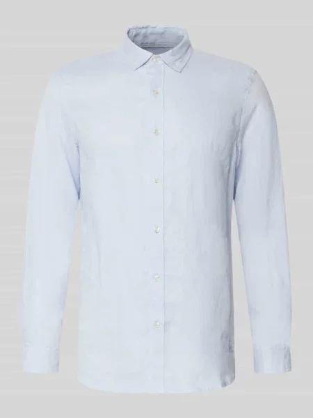 Koszula z lnu o kroju regular fit z kołnierzykiem typu button down Scotch & Soda błękitna