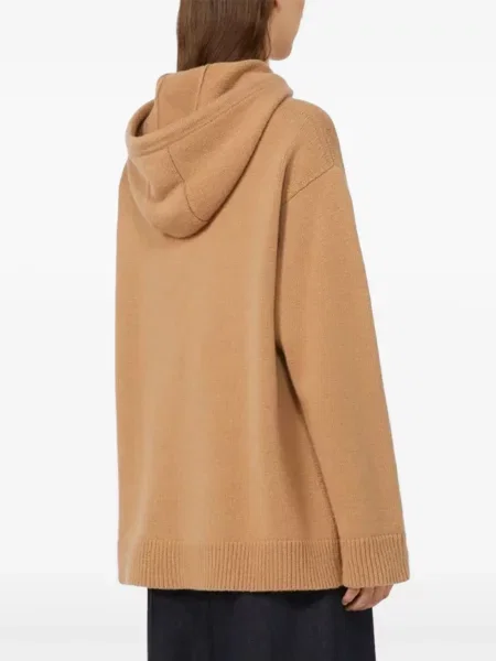 Pulover Max Mara cu glugă maro