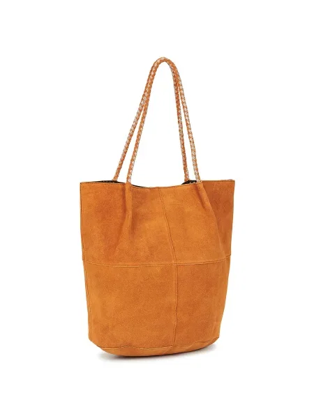 Semišová shopper kabelka Pieces hnedá