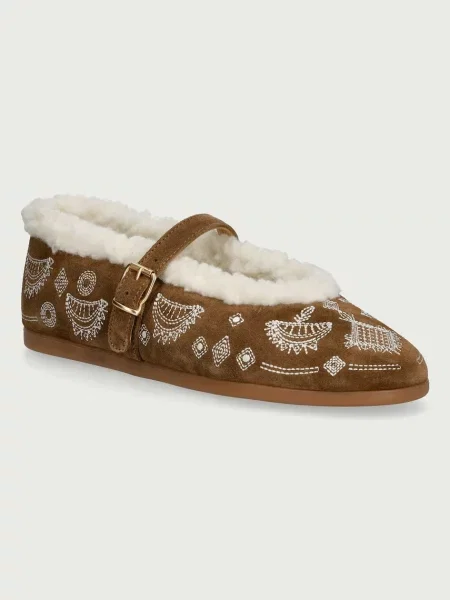 Posa baleriny zamszowe St. Moritz Ballet Flats Bohemian brązowe