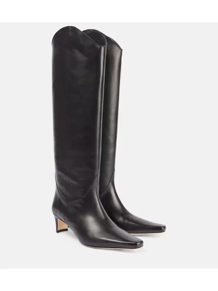 Botine Staud din piele cowboy negru