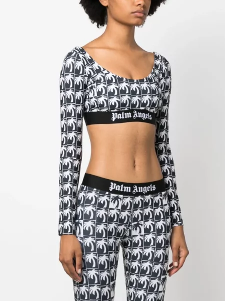 Crop top Palm Angels z nadrukiem czarny