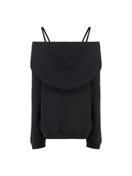 Bluza z kapturem Mm6 Maison Margiela z odkrytymi ramionami czarna