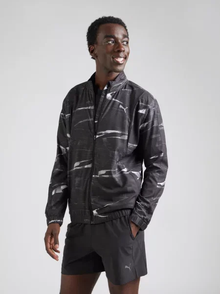 PUMA Športová bunda Run Velocity tmavosivá / čierna biela