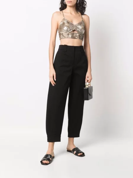 Decupat top Alberta Ferretti cu paiete maro